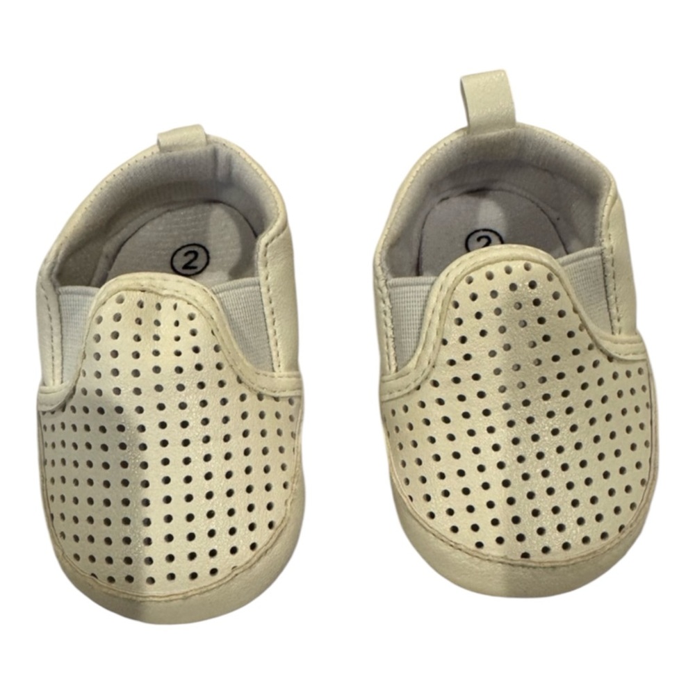 Cream Perforated Baby‎ Slip-Ons
